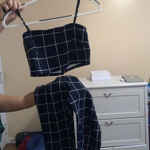 Two Pieces Matching Top and Pants check size S